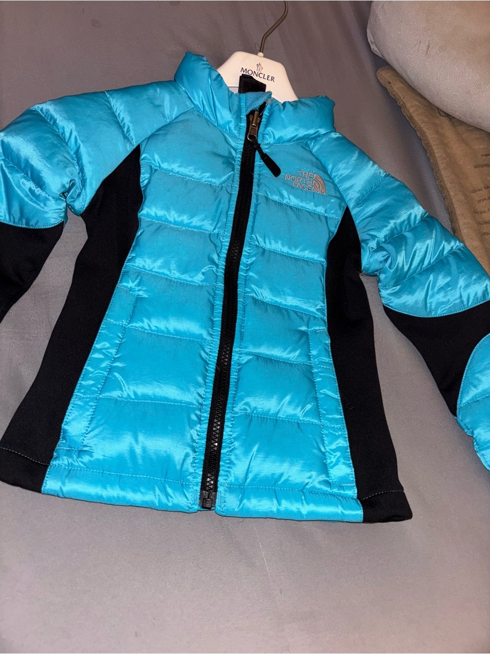 The North Face Turquoise and Black Insulated Kids Jacket